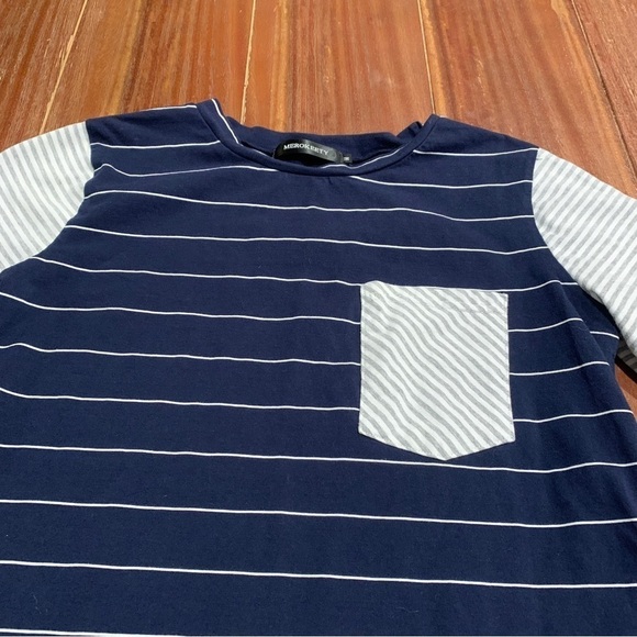 Merokeety Women’s Short Sleeve Striped T-Shirt Contrasting Pocket Sleeves Size M - Picture 3 of 6